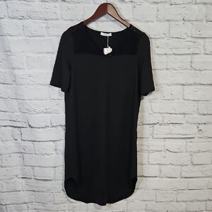 Black Mini Sheath Dress with Lace for Casual Wear